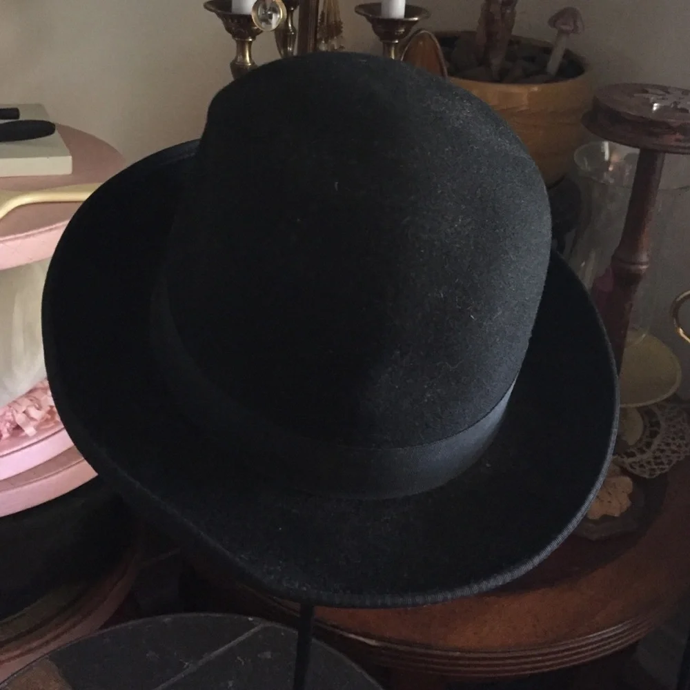 1920’s MORFELT DERBY Black Wool Felt Hat 🎉HP